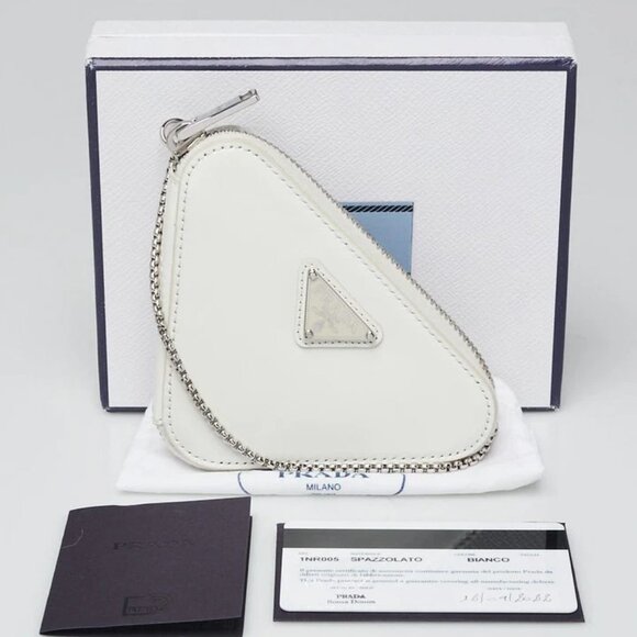 Prada Spazzolato Leather Triangle Mini Pouch Crossbody Clutch Bag 625-050125 - Picture 9 of 10